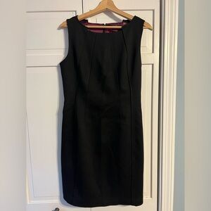 Tahari Black Sheath Sleeveless Knee Length Dress 8 Classic Work Fully Lined